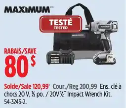 Canadian Tire 20V 1⁄2˝ Impact Wrench Kit offer