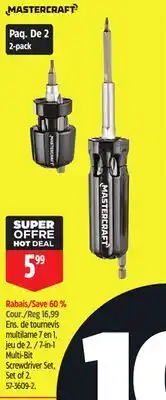 Canadian Tire MASTERCRAFT 7-in-1 Multi-Bit Screwdriver Set offer