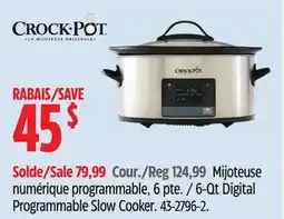 Canadian Tire Crock-Pot 6-Qt Digital Programmable Slow Cooker offer