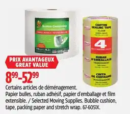 Canadian Tire Selected Moving Supplies. Bubble cushion, tape, packing paper and stretch wrap offer