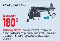 Canadian Tire 6-Ton Duo-Cut Electric Log Splitter with Foot Pedal offer