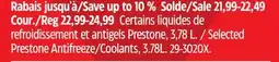 Canadian Tire Selected Prestone Antifreeze/Coolants, 3.78L offer