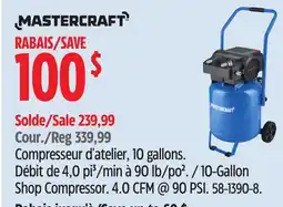 Canadian Tire Mastercraft 10-Gallon Shop Compressor. 4.0 CFM @ 90 PSI offer