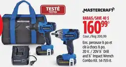 Canadian Tire MASTERCRAFT 20V 1⁄2˝ Drill and 1⁄2˝ Impact Wrench Combo Kit offer