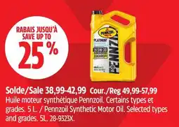 Canadian Tire Pennzoil Synthetic Motor Oil offer