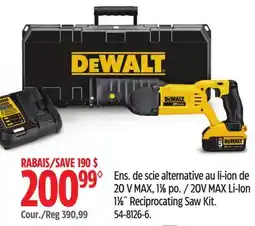 Canadian Tire 20V MAX Li-Ion 11⁄8˝ Reciprocating Saw Kit offer