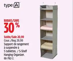 Canadian Tire 5-Shelf Hanging Organizer offer
