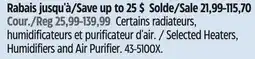 Canadian Tire Honeywell Selected Heaters, Humidifiers and Air Purifier offer