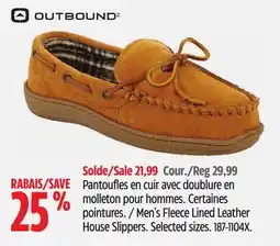 Canadian Tire Men's Fleece Lined Leather House Slippers offer