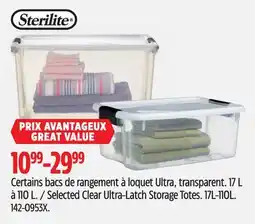 Canadian Tire Sterilite Selected Clear Ultra-Latch Storage Totes offer