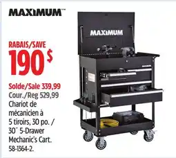 Canadian Tire MAXIMUM 30˝ 5-Drawer Mechanic's Cart offer