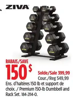 Canadian Tire Ziva Premium 150-lb Dumbbell and Rack Set offer