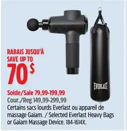 Canadian Tire Selected Everlast Heavy Bags or Gaiam Massage Device offer