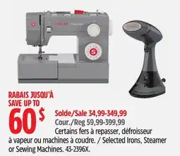Canadian Tire Selected Irons, Steamer or Sewing Machines offer