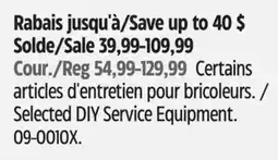 Canadian Tire Selected DIY Service Equipment offer