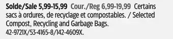 Canadian Tire Selected Compost, Recycling and Garbage Bags offer