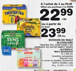 Marches Tradition TWISTED TEA, SVNS HARD 7-UP, SIMPLY SPIKED ALCOHOLIC MALT BEVERAGE offer