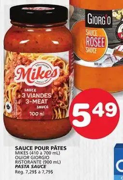 Marches Tradition MIKES (410 à 700 mL) OR GIORGIO RISTORANTE (900 mL) PASTA SAUCE offer