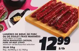 IGA FRESH MARINATED CHICKEN, PORK OR BEEF STRIPS offer