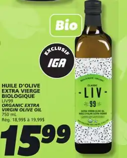 IGA LIV99 ORGANIC EXTRA VIRGIN OLIVE OIL offer