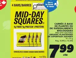 IGA MID-DAY SQUARES ORGANIC PLANT-BASED OR SUPERFOOD SQUARES offer