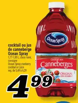 Marché Richelieu COCKTAIL OU JUS DE CANNEBERGE OCEAN SPRAY | OCEAN SPRAY CRANBERRY COCKTAIL OR JUICE offer