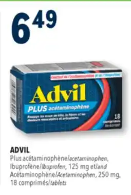 Familiprix ADVIL acetaminophen, Ibuprofen, 125 mg and Acetaminophen, 250 mg, 18 tablets offer