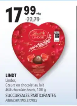 Familiprix LINDT Lindor, Milk chocolate hearts, 108g offer