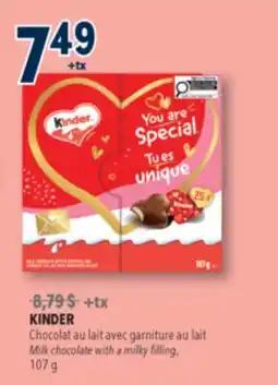 Familiprix KINDER Milk chocolate with a milky filling offer