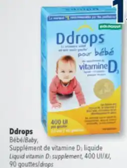 Familiprix Ddrops Baby Liquid vitamin D3 supplement, 400 IU, 90 drops offer
