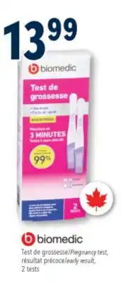 Familiprix BIOMEDIC Pregnancy test, early result, 2tests offer