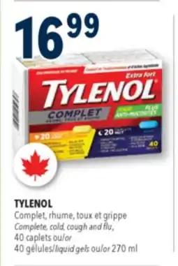 Familiprix TYLENOL, Complete, cold, cough and flu, 40 caplets or 40 liquid gels or offer