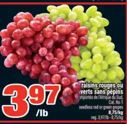 Super C raisins rouges ou verts sans pépins | seedless red or green grapes offer