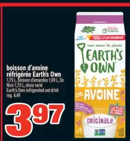 Super C BOISSON D'AVOINE RÉFRIGÉRÉE EARTH'S OWN | EARTH'S OWN REFRIGERATED OAT DRINK offer