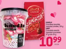 Uniprix KANDJU Friandises assorties/Assorted candies, LINDT Chocolats assortis/Assorted chocolates offer