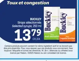 Uniprix BUCKLEY Sirops sélectionnés/Selected syrups offer
