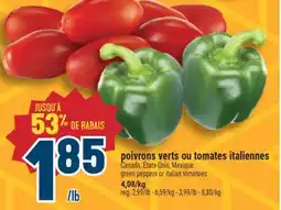 Marché Adonis POIVRONS VERTS OU TOMATES ITALIENNES | GREEN PEPPERS OR ITALIAN TOMATOES offer