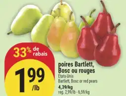 Marché Adonis Poires Bartlett, Bosc ou rouges | Bartlett, Bosc or red pears offer