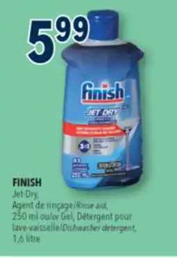 Familiprix FINISH, Jet-Dry Rinse aid, 250 ml or Gel Dishwasher detergent, 1,6 litre offer