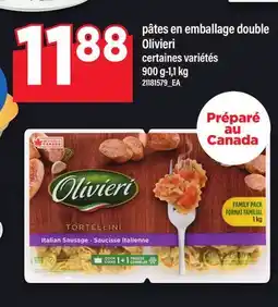 Maxi PÂTES EN EMBALLAGE DOUBLE OLIVIERI OLIVIERI, 900 G-1,1 KG offer