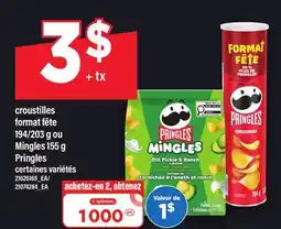 Maxi CROUSTILLES FORMAT FÊTE, 194/203 G OU MINGLES, 155 G PRINGLES offer