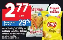Maxi CROUSTILLES LAY'S 177-235 G OU PAILLES OU CROUSTILLES DE LÉGUMES SENSIBLE PORTIONS 120-142 G offer