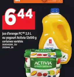 Maxi JUS D'ORANGE PC, 2,5 L OU YOGOURT ACTIVIA offer