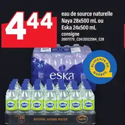 Maxi EAU DE SOURCE NATURELLE NAYA, 28X500 ML OU ESKA, 24X500 ML offer