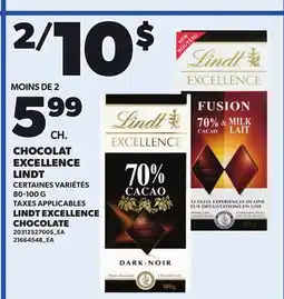 Provigo LINDT EXCELLENCE CHOCOLATE offer