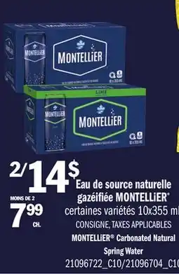 Provigo MONTELLIER CARBONATED NATURAL SPRING WATER offer