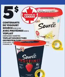 Provigo YOPLAIT SOURCE TUBS, 630 G OR PROTEIN TUBS, 650 G offer