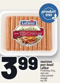 Metro SAUCISSES PORC‑BOEUF LAFLEUR | LAFLEUR PORK-BEEF SAUSAGES offer