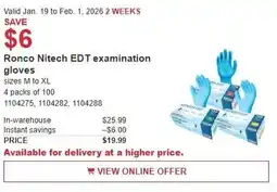 Costco Ronco Nitech EDT examination gloves offer