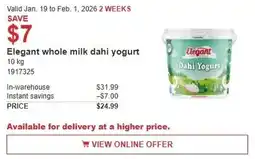 Costco Elegant whole milk dahi yogurt offer